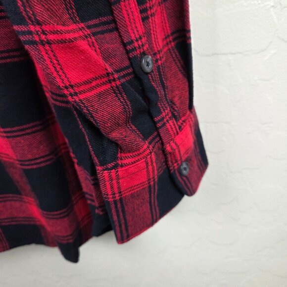Woolrich Plaid Flannel Shirt Red/Black Women XXL Brushed Cotton High-Low Hem NEW - Picture 6 of 11